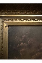 Antique 19th C. Oil On Board of Mount Hood, Oregon Ornate Gilt wood Frame