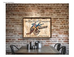 „Blasted Gunners“ Militaria Tavern Sign – Vintage Sign Repro of Original Art