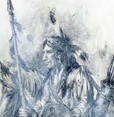 Victor Olson (CT,1924-2007) charcoal painting 151661