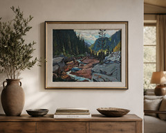 SCANDINAVIAN MODERNIST MOUNTAIN LANDSCAPE PAINTING SIGNED EFRITZ SMEDBERG 1968