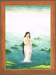 Handmade Woman Painting Of Semi Nudes Ladies In Lake On Paper 10.5×13.5 Inches