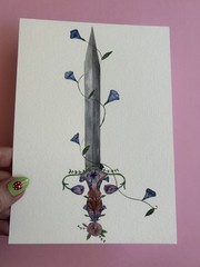 Art Print Sawyer Crane 5 x 7 Feminist Sword Uterus Fantasy D&D Floral