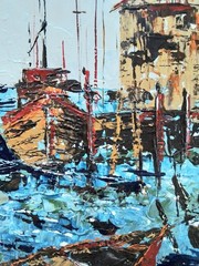 VINTAGE SEASCAPE ACRYLIC PAINTING~SIGNED COLLINS-LOOK !