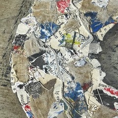 Original Mixed Media Art Collage 10×13 „1898 Advanced Geography Book Cover B“