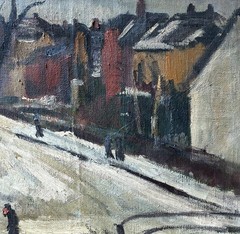 Anne Grosell (1909) Rare WWII Copenhagen City Occupation Oil Painting 1945. COA
