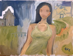 Portrait Oil Painting Woman Landscape Surrealist 18×24 Canvas Original Signed