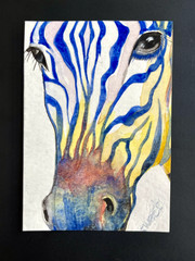 ACEO Original, Abstract Zebra, Mini Art Painting, by Annibbie