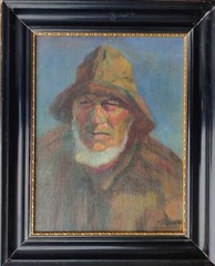 PORTRAIT OF A FISHERMAN, original oil painting