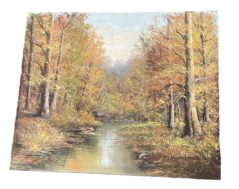 FIRMA DUCHENE PHILLIPS Original Oil Painting Signed, Indiana Autumn Leaves