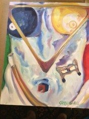 „Billiard Male“ Abstract Male Art – Artist signed Cerena Levene Dated 2001