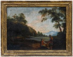 Fine 18th Century Oil – Resting Travellers