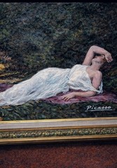 „La Muse‘ Oil Painting After Picasso Framed Suvall Gallery NY Label“