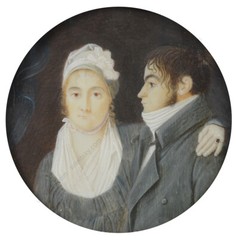 „Double portrait of a young married couple“, French miniature, late 1790s