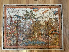 Vintage Kamasan Bali Indigenous Story Painting on Calico Hindu-Javanese Epic