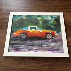 Painting Original Unique Fiery Porsche 911 Carrera Targa Sport Classic Car Frmd