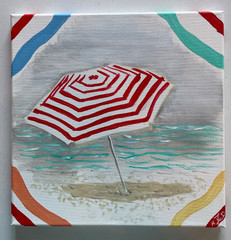 Original Artisan Set of Six 12″x12″ Beach Vibes!! Can you Hear the Waves Now?