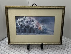 Vtg Signed Original Watercolor Painting Pansies Framed 11.75×16” Signed
