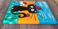 OriginalPainting CAT TAKING CARE OF THE LADIES 8×10 CANVAS Art CARMEN HYLTON