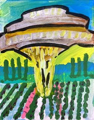 UFO in Tuscany 11 X 14″ Neo Impressionist Abstract Acrylic Painting Canvas