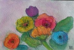 Original Watercolor Painting Vibrant Floral Abstract Modern Quiet Luxury Boho…