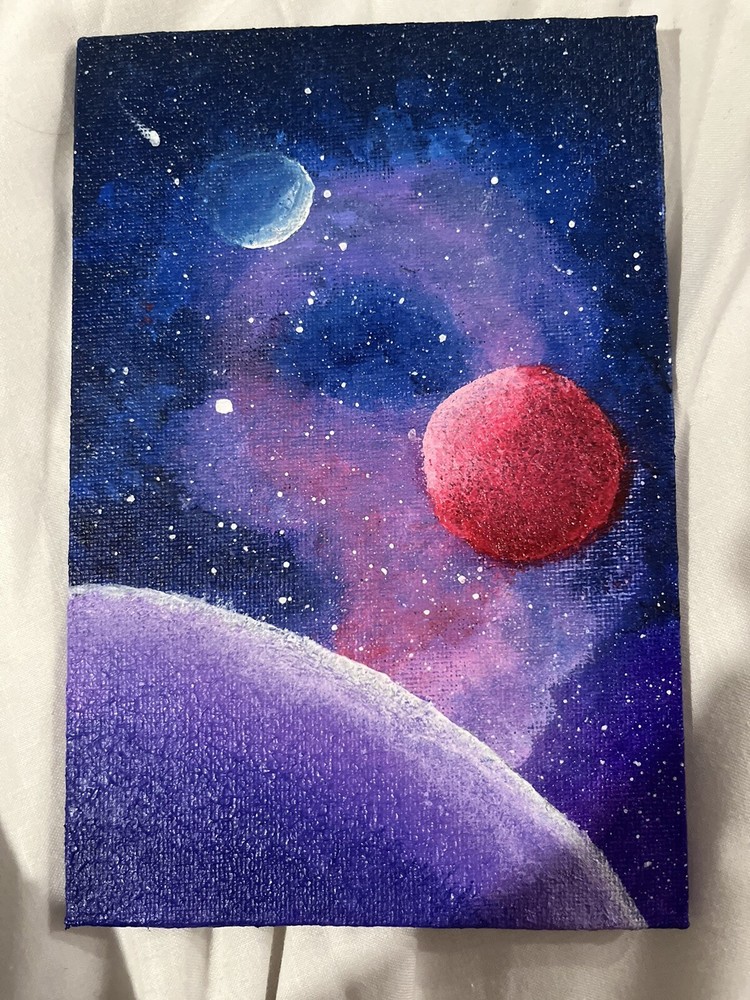 original hand-painted acrylic painting on canvas Planets of the Galaxy