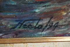 Original Hecto Vidal Oil Painting Tinajones, Colonial Patio Camaguey, Cuba 20×16
