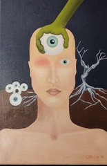 FANTASY – ABSTRACT COMPOSITION, original acrylic painting, dated 1996