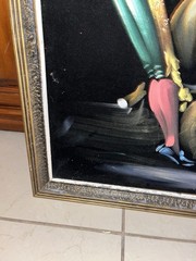 VTG 1970s Mexican Black Velvet Painting Matador Bull Fight LRG MCM Kitsch 24×28