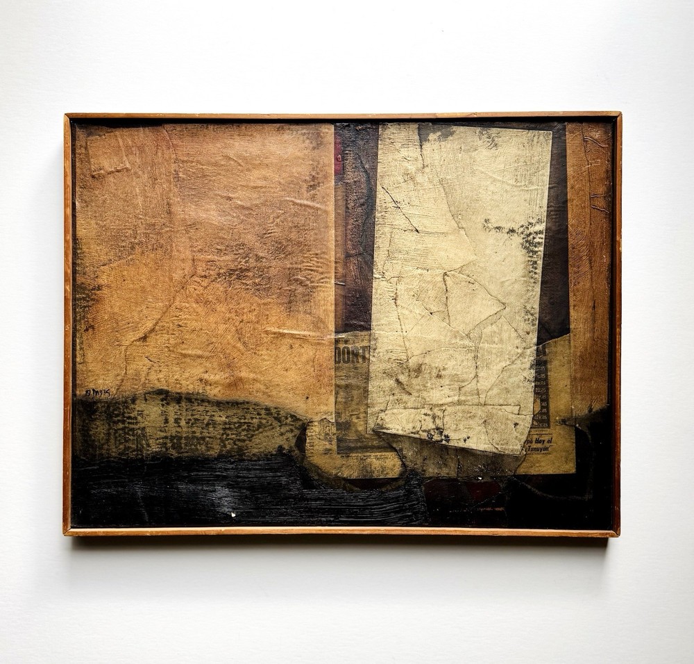 Early Antonio Segui Abstract Mixed Media Painting 1960 Argentina Modernism MCM