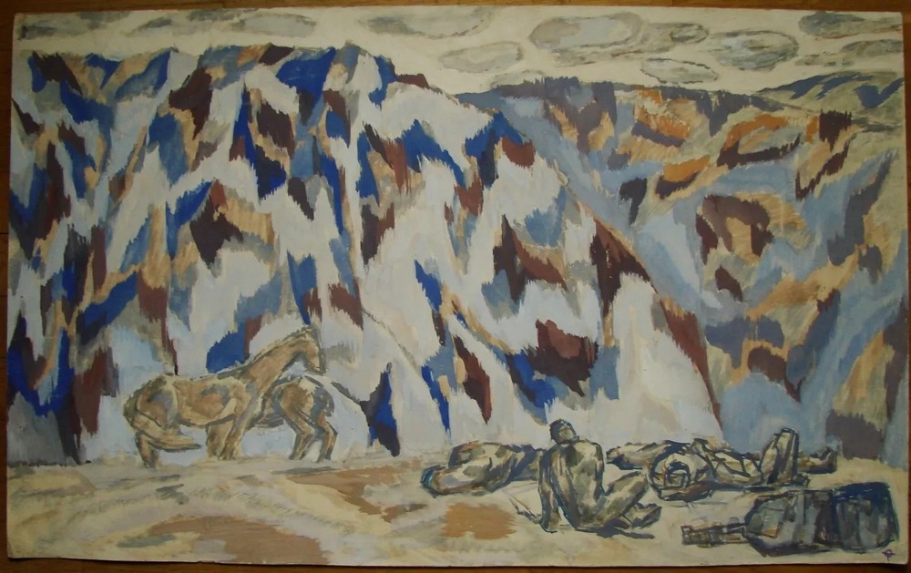 Ukrainian Soviet USSR Painting cubism postimpressionism Avant-garde horses rest