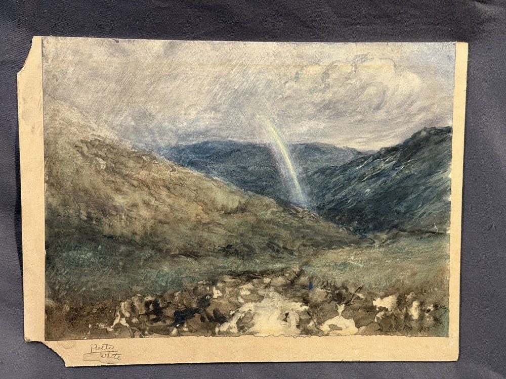 Antique Original Watercolor Landscape Painting Bears Signature Herbert John Finn
