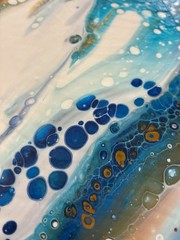 Original Acrylic Swipe Painting 7 3/4 x 7 3/4” on wood board. Small space decor.