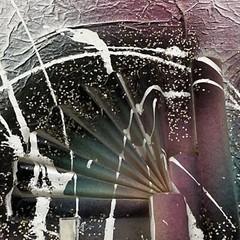 (2) 80’s Pink Green 3D Paper Texture Abstract Art Tree Snow Lone Pine MT