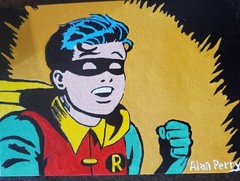 Golden Age Robin, Original 5″ x 7″ Acrylic Painting