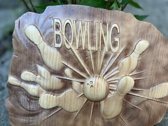 Bowling Wood Carving Multicolor Picture Woodworking 3D Handmade Wall Decor Bowle
