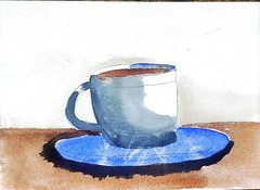 Morning Coffee Impressionist Original Watercolor 5×7 On Matte Signed By Artist