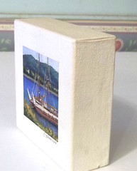 Miniature Oil Painting Hakulea at Kahalui Harbor Maui Hawaii by Cecilia Bahena