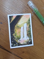 ACEO watercolor painting. Original Landscape