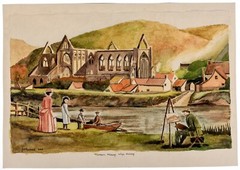 Original Watercolor Signed Jim? Evans Tintern Abbey Wye Valley UK 2003 8x11in