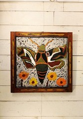 John Sperry Outsider Southern Primitive Folk Art Painting Colorful Moth
