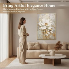 Elegant 3D Floral Oil Painting – Modern Framed Art for Living Room Decor