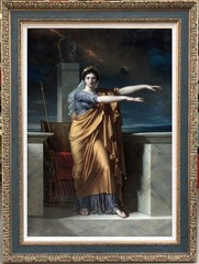 Melpomene Muse of Tragedy Neoclassical Greek Goddess Oil Painting Vintage Art