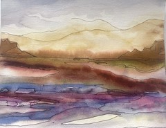 Original Watercolor Landscape Painting Signed By Heather Vilbrin Arist 7×10