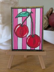 ACEO ATC original hand painted art card, acrylic on wax sealed 300g cotton paper