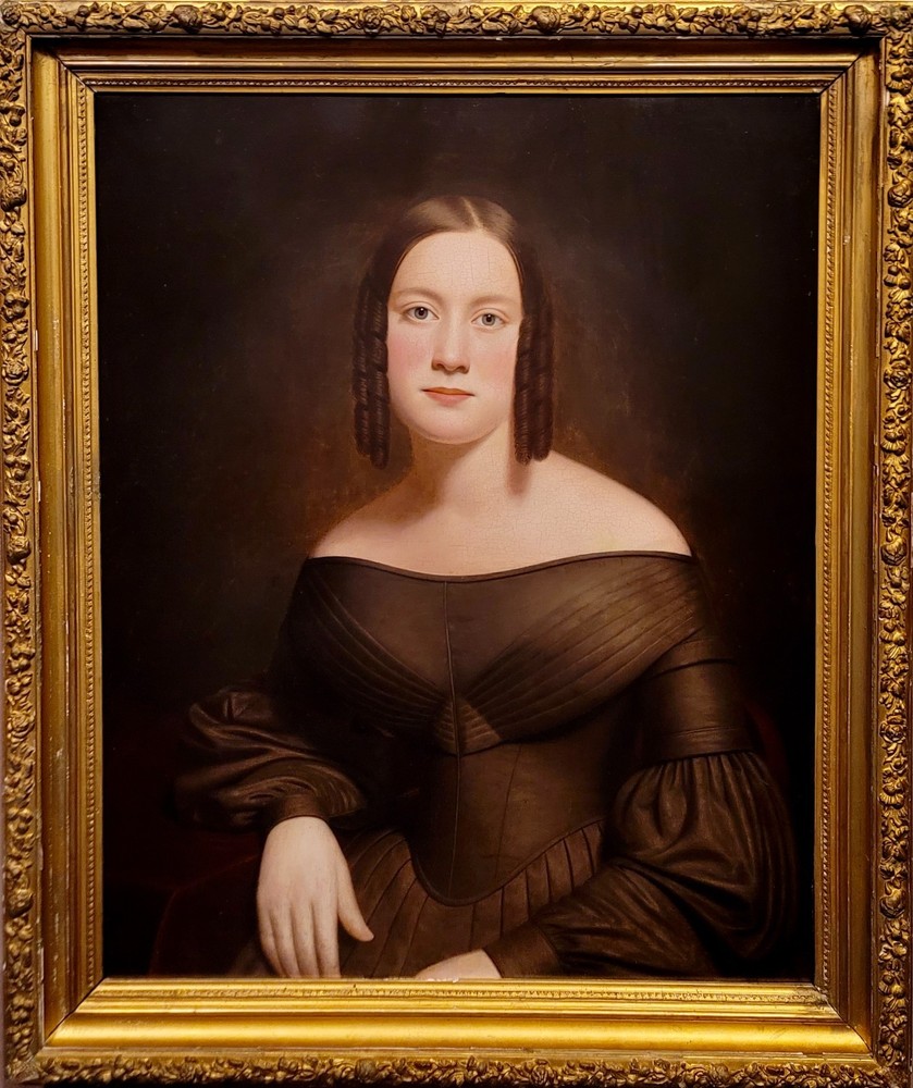 19th c. Portrait of a Young Elegant Bride-Oil painting c.1840s
