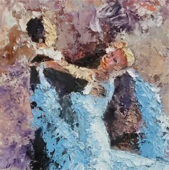 YARY DLUHOS Dance Figures Ballroom Dancing Music Woman Man Original Oil Painting