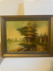 VTG Original Oil on Canvas Painting Landscape Waterscape Signed Hadock 24″ x 20″
