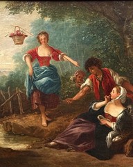 Sebastien Leclerc the Younger (French), 18th C Rococo Style O/C Pastoral Scene!