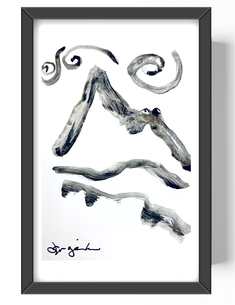 Guajardo Art: Mountain Valley 9X6 Original Paper Signed Art Abstract Home Decor