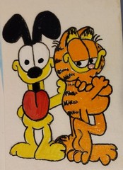 3.5″X2.5″ Artist Trading Card Garfield And Odie HAND PAINTED ACRYLIC